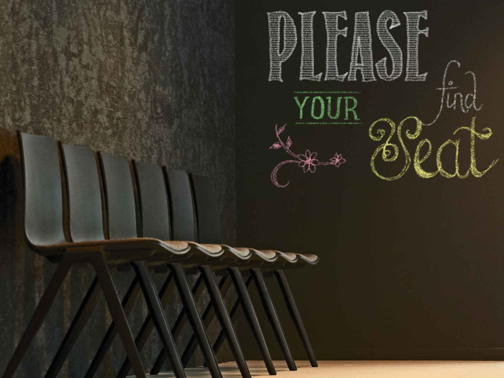 Blackboard paint in a college waiting room