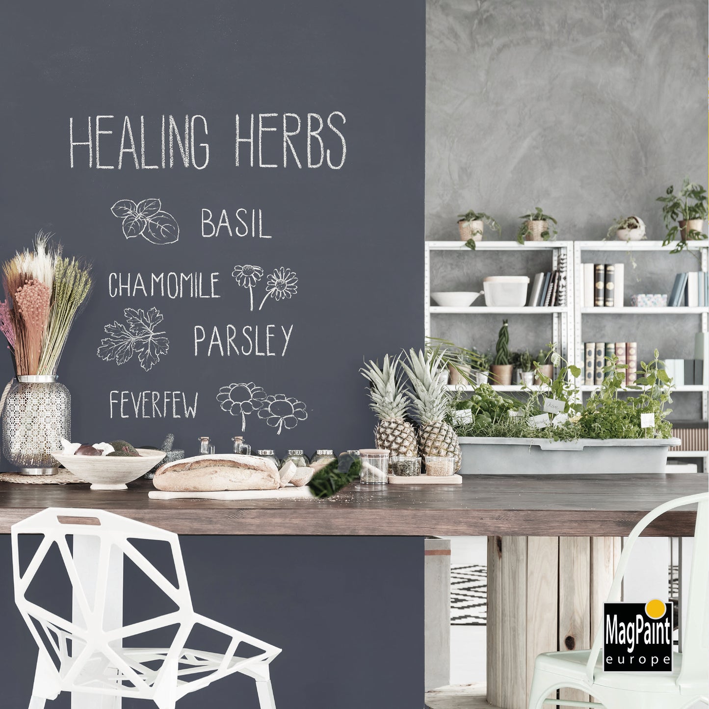 MagPaint Blackboard Paint in Grey herb wall