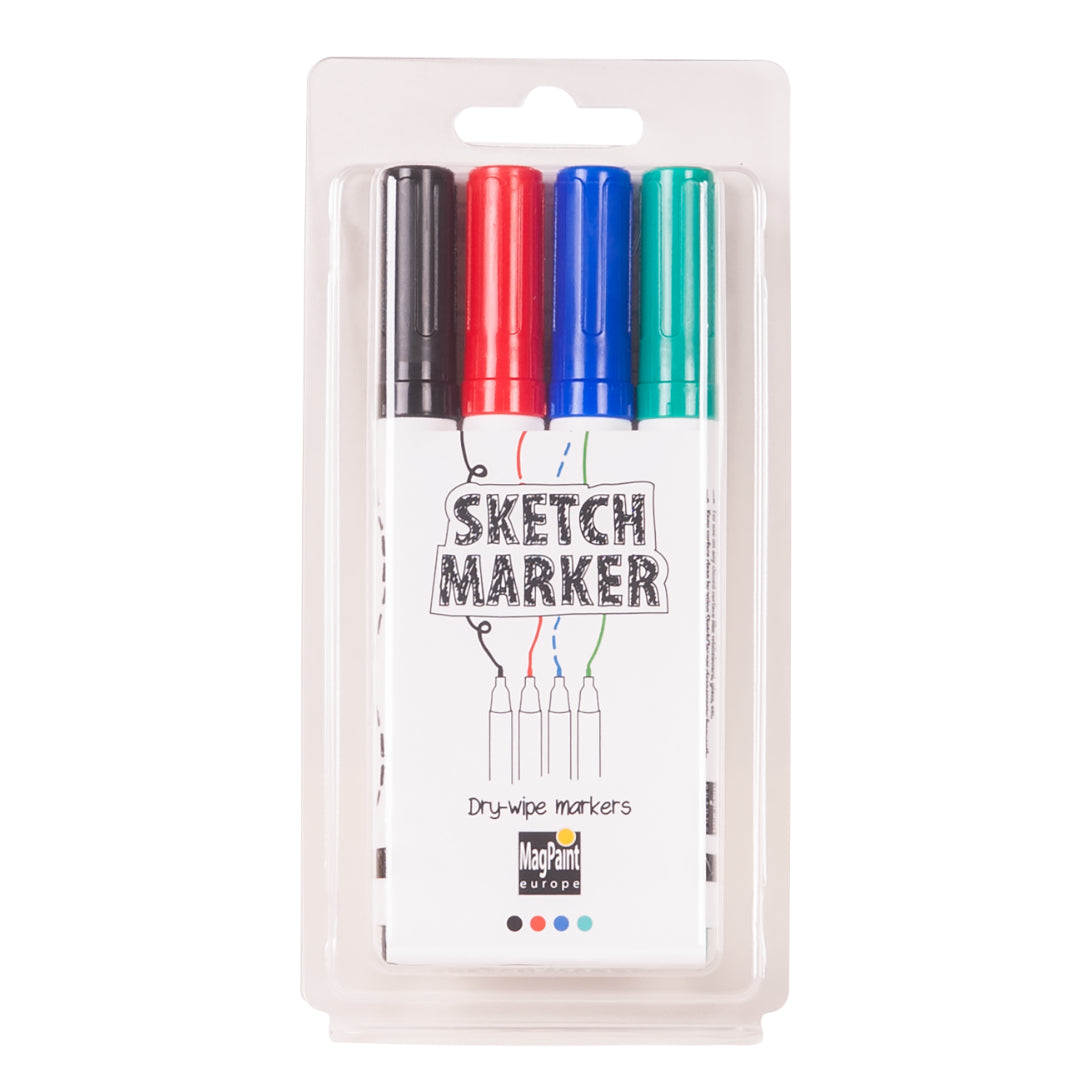 Sketch Marker Pens 4 Pack (Black, Blue, Green, Red)