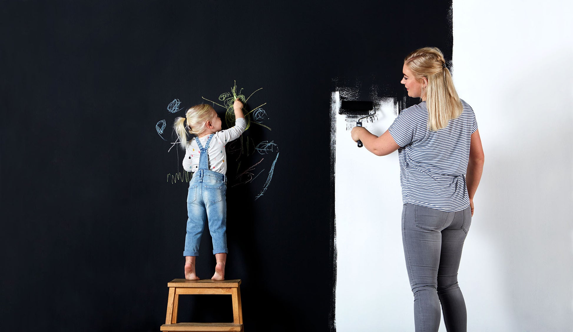 MagPaint Blackboard Paint painting onto wall