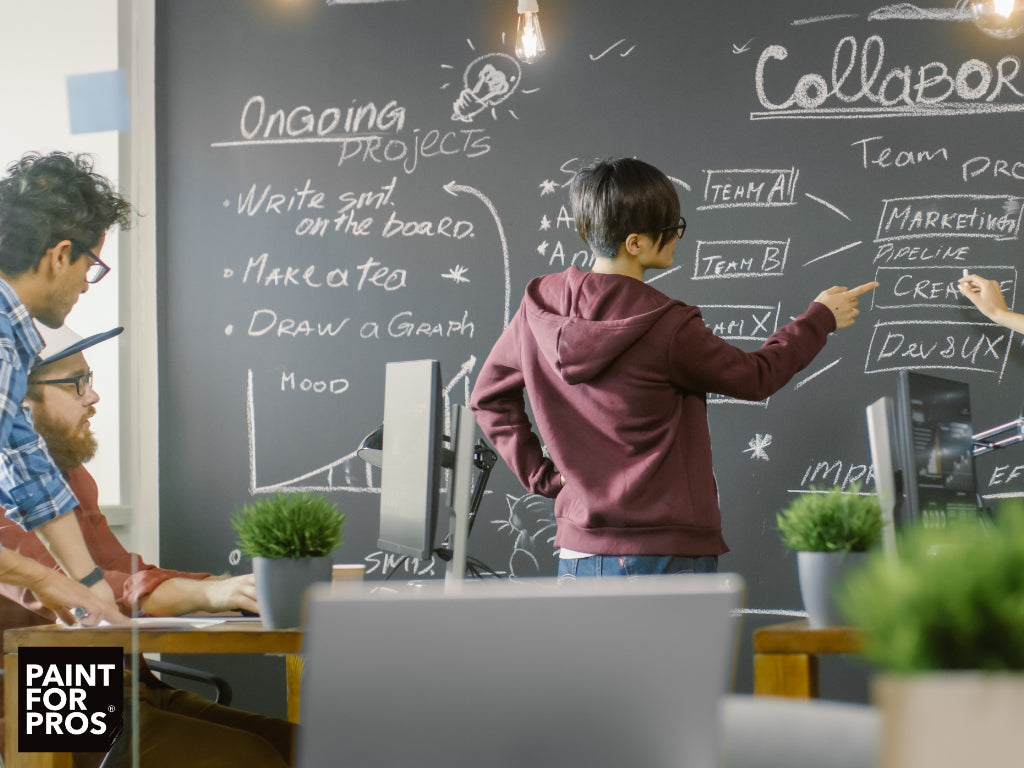 Blackboard paint in a classroom